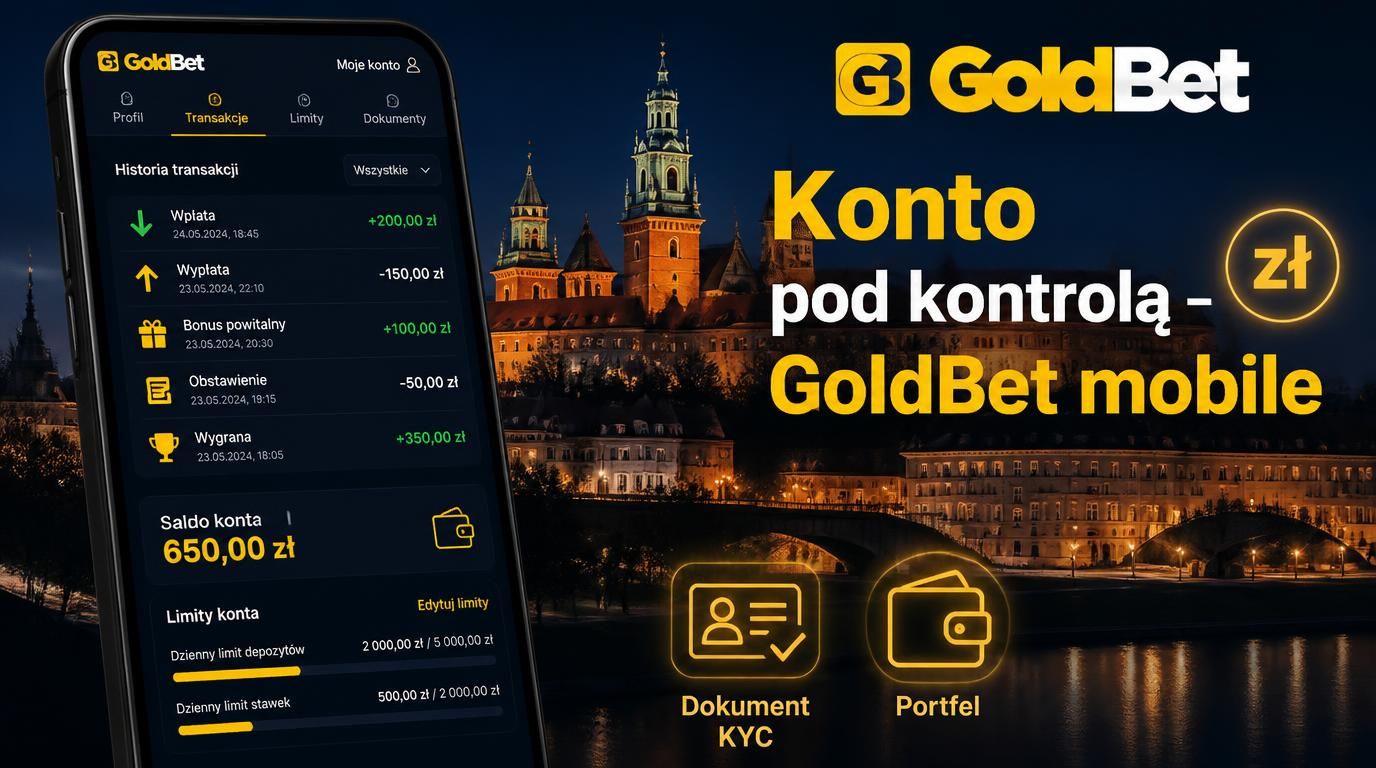 Ekran profilu gracza z historią, limitem i dokumentem KYC na smartfonie